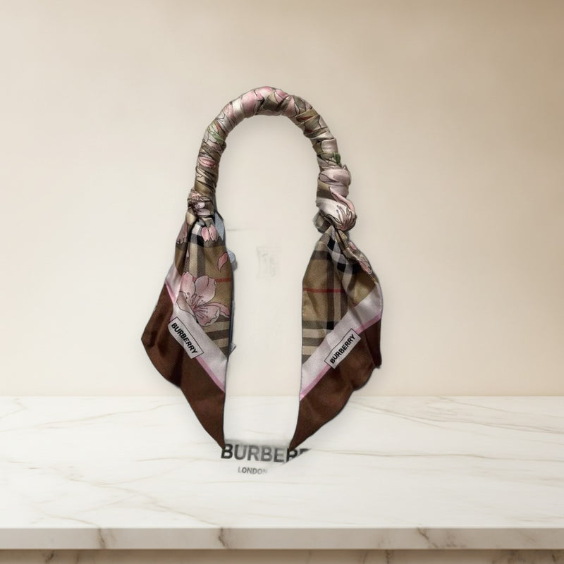 Burberry Handbag Shoulder Bag Leather Light Blue Scarf