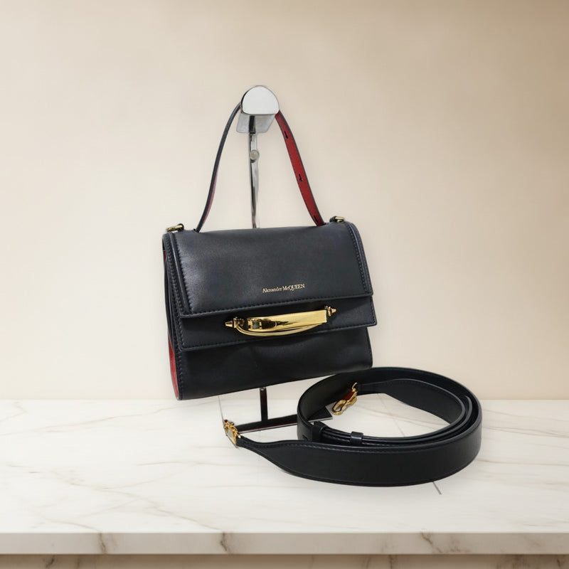 Alexander Mcqueen The Story Shoulder Crossbody Handbag Black Leather