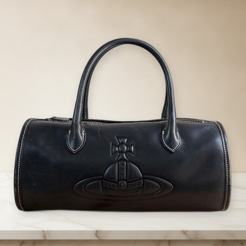 Vivienne Westwood Drum Bag Handbag Black Leather