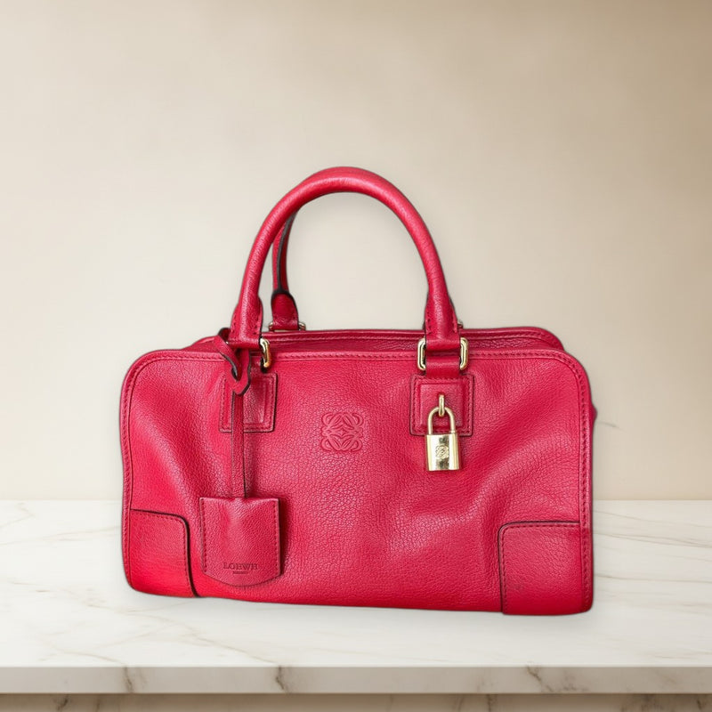 Loewe Amazona 28 Handbag Red Leather
