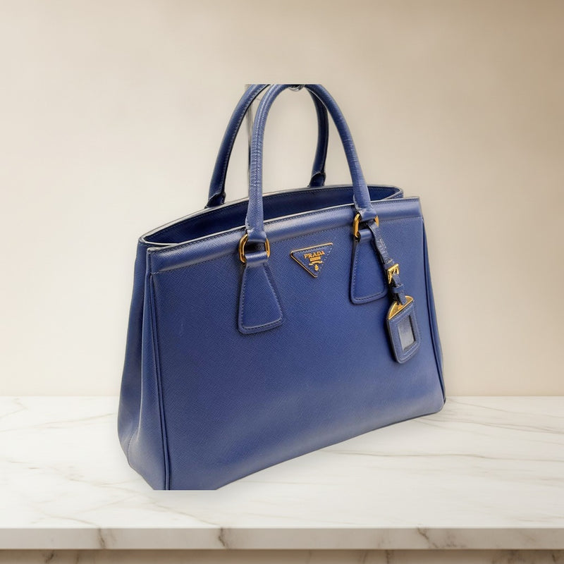 Prada Galleria Saffiano Leather Handbag Blue