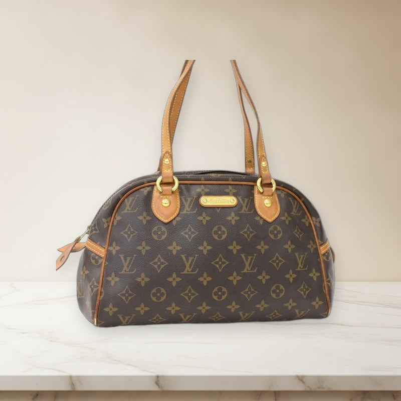 Louis Vuitton Montorgueil Pm M95565 Handbag Canvas Leather Brown