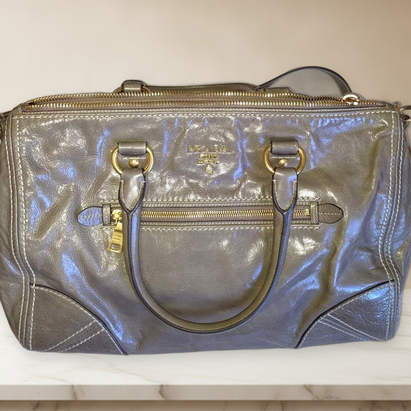 Prada Handbag Shoulder Tote Bag Gray