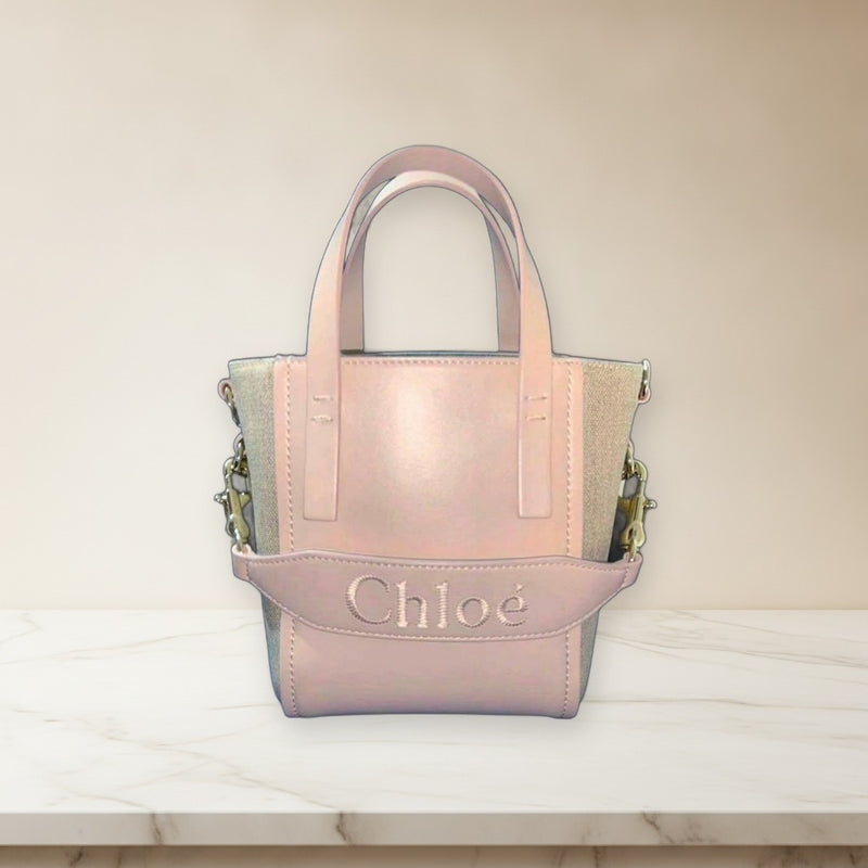 Chloe Sense Small Handbag Leather Powder Beige Pink