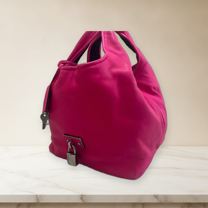 Loewe Calle Pm Handbag Nappa Leather Pink Anagram Padlock