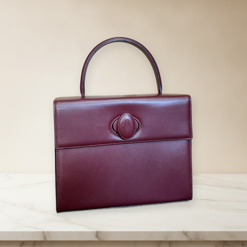 Cartier Must Line Turn Lock Handbag Bordeaux Calf Leather