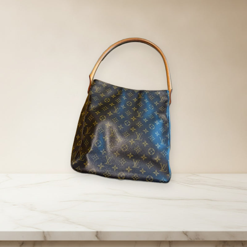 Louis Vuitton Monogram Looping Shoulder Bag Handbag Canvas Natural Leather