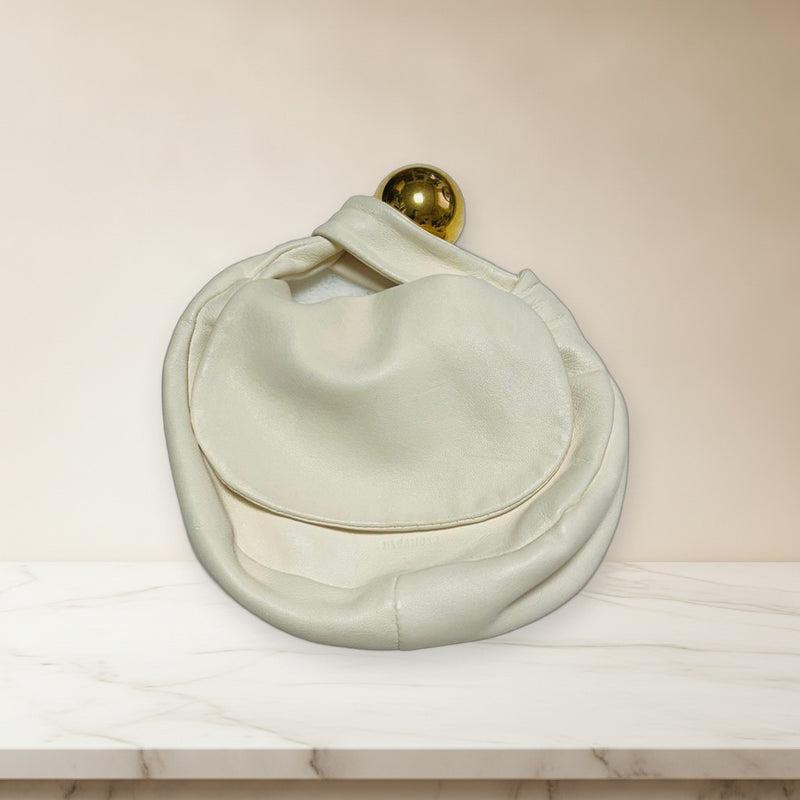Jil Sander Sphere Pouch Handbag Lambskin Champagne