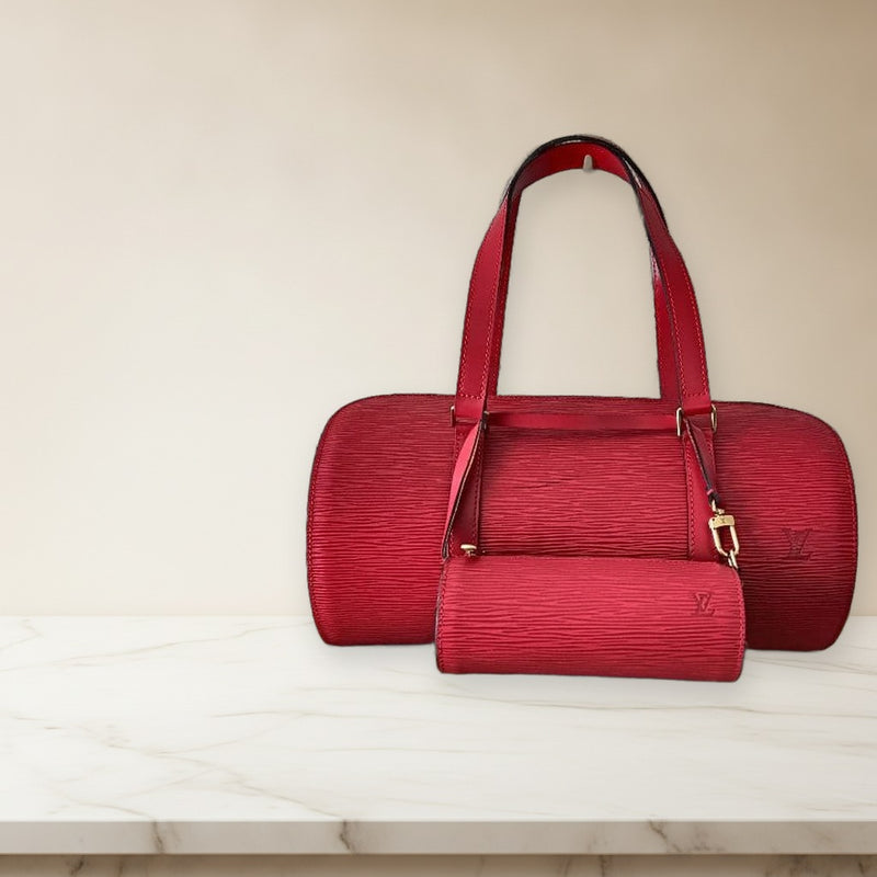 Louis Vuitton Epi Soufflot Handbag Shoulder Bag Epi Leather Castilian Red