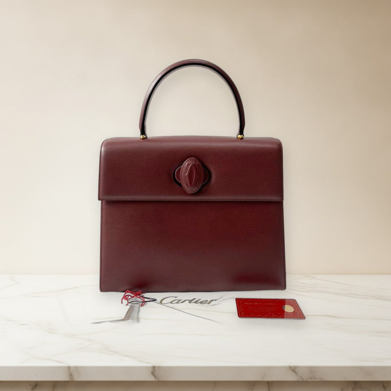 Cartier Must Line Turn Lock Handbag Leather Bordeaux