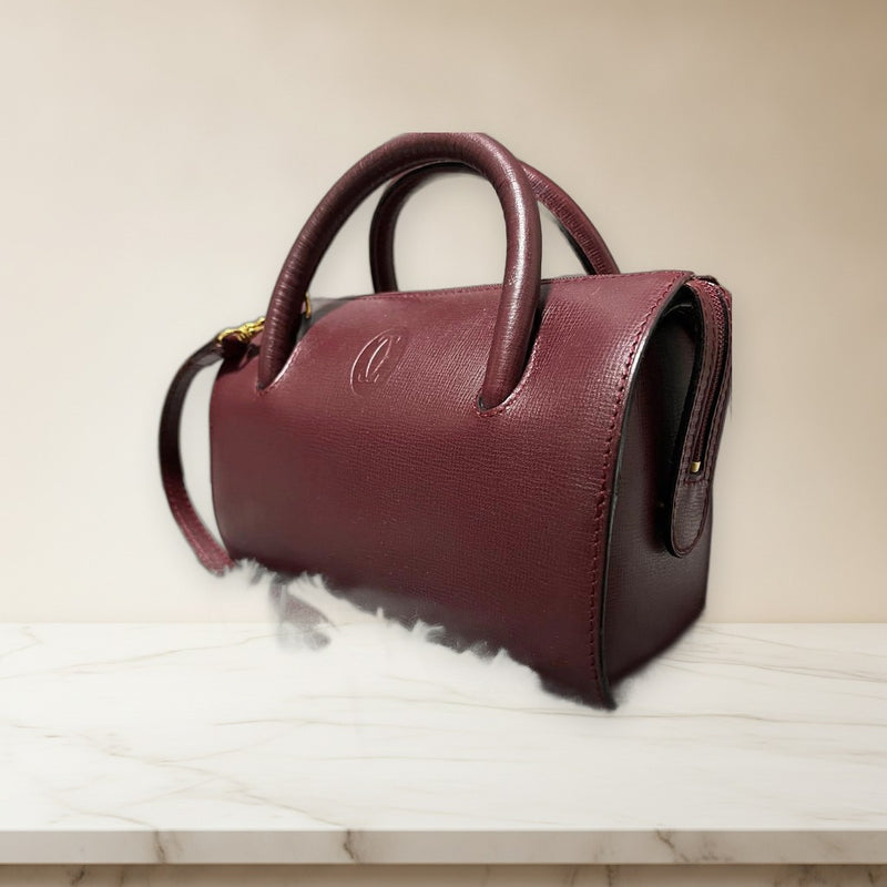 Cartier Must Line 2-Way Mini Bag Shoulder Crossbody Leather Bordeaux