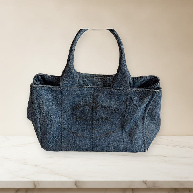 Prada Canapa Denim Tote Bag Handbag