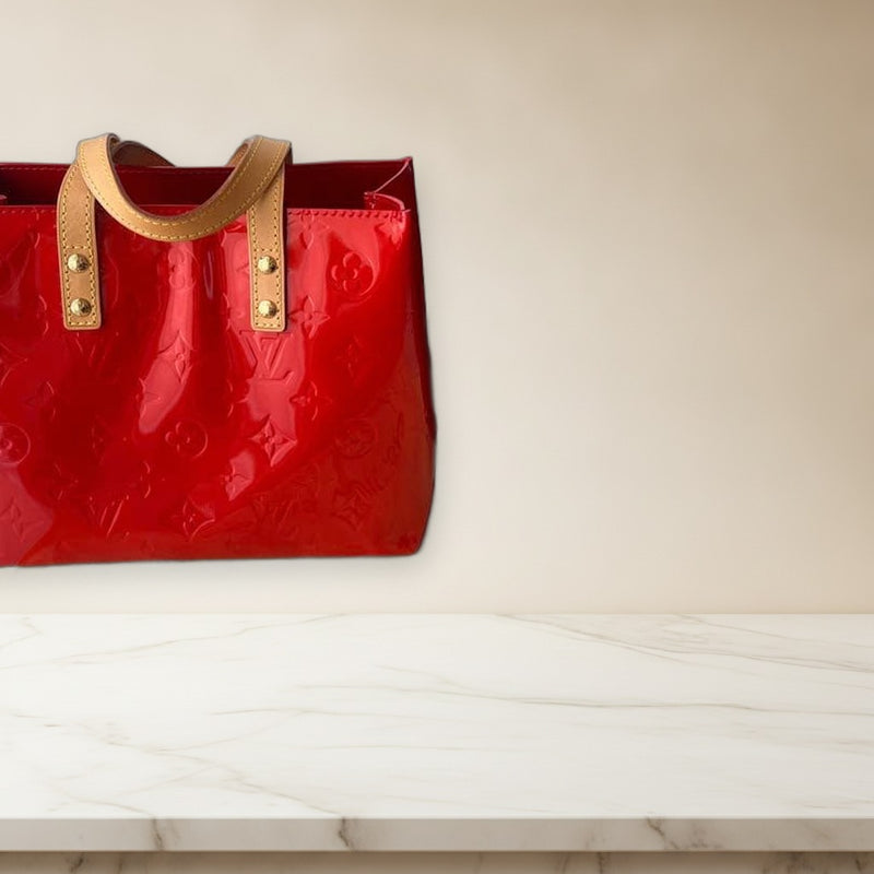 Vernis Reed Pm Handbag Red Leather