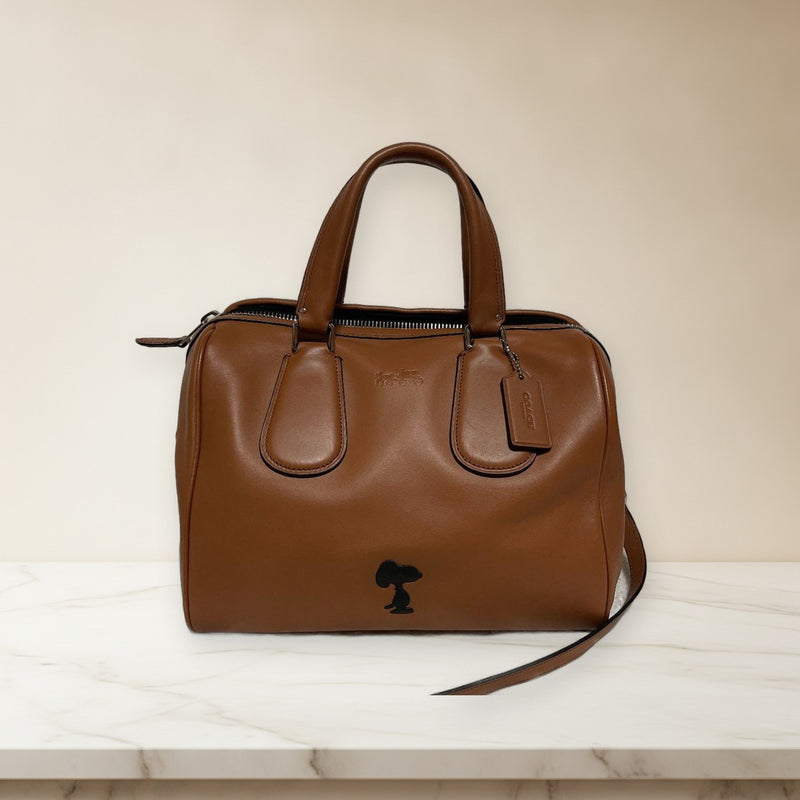 Coach Peanuts Snoopy Collaboration Shoulder Bag Crossbody Brown