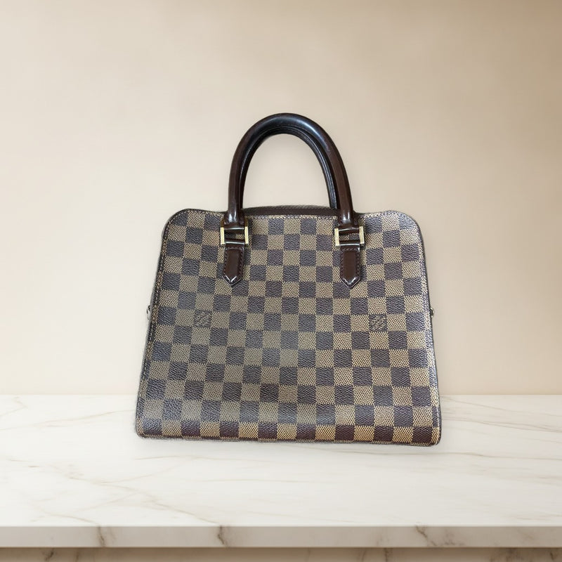 Louis Vuitton Damier Triana Handbag Leather Brown Beige