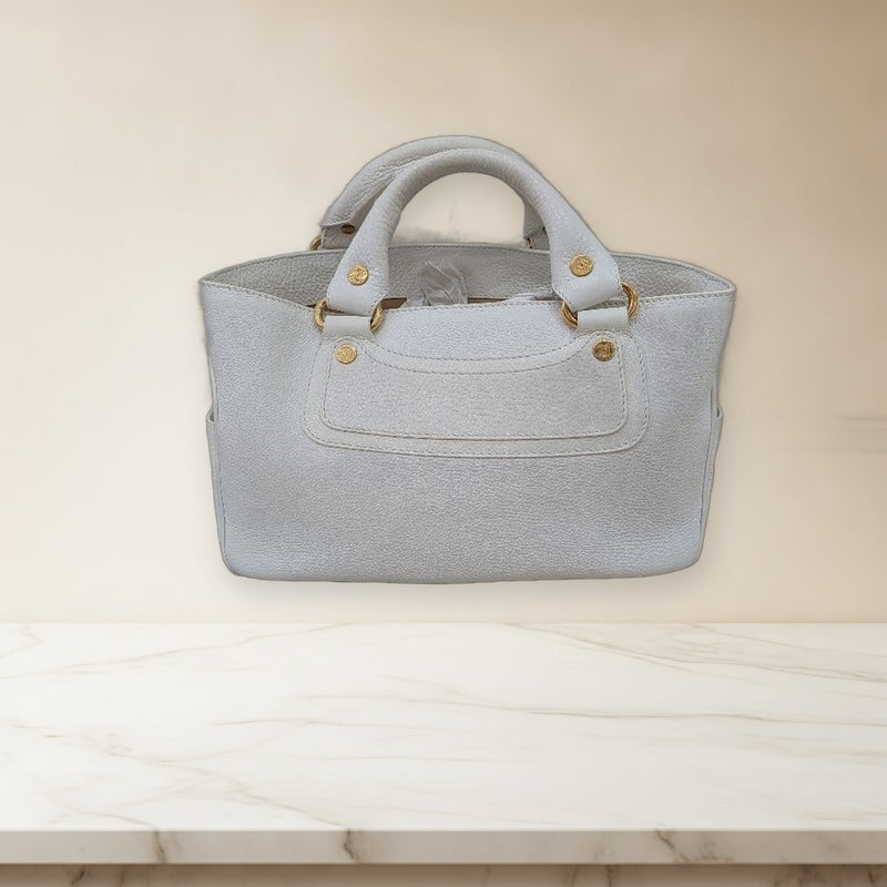 Celine Boogie Bag Tote Handbag Leather White Gold Hardware