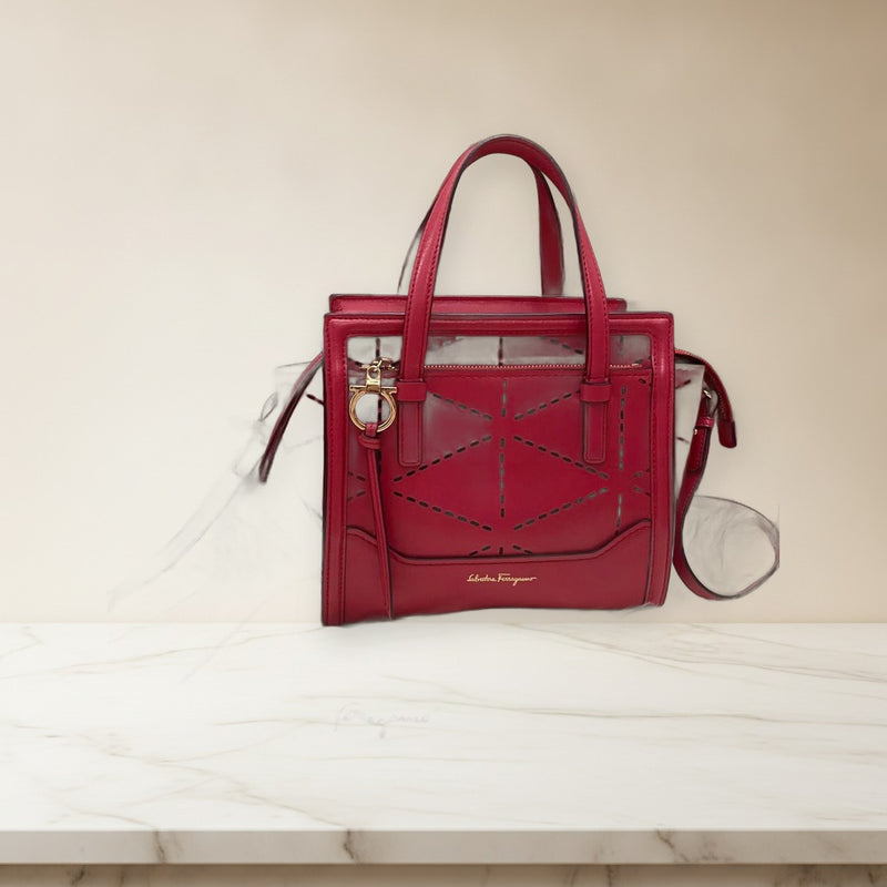 Salvatore Ferragamo Quilted Pink Leather 2-Way Handbag Shoulder Bag