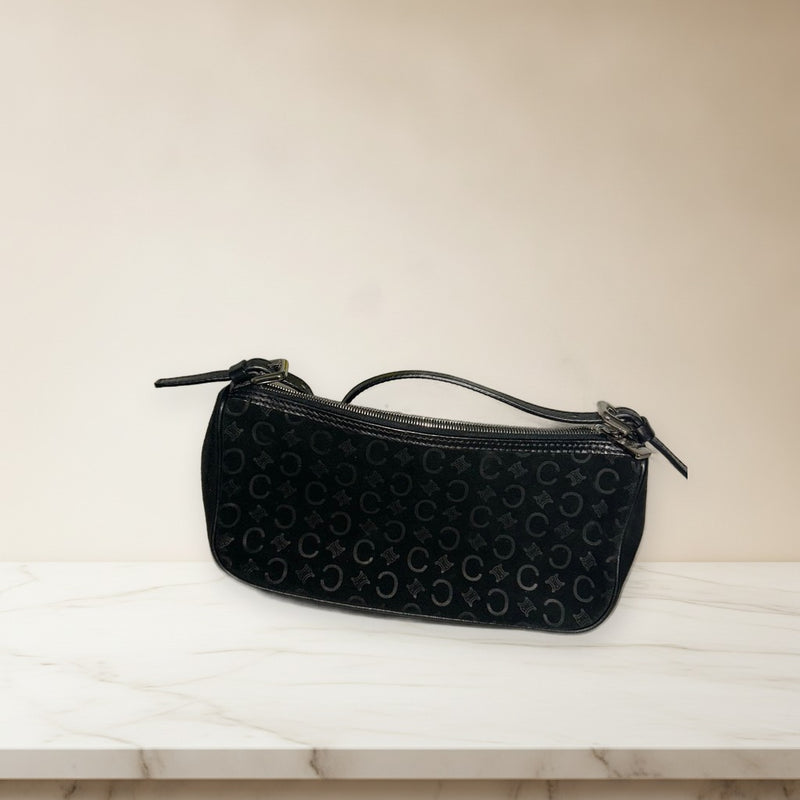 Celine Handbag Shoulder Bag Crossbody Tote Mini Suede Black