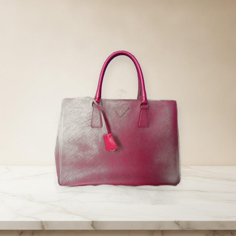 Prada Galleria Saffiano Lux Tote Bag Leather Pink Metal Hardware