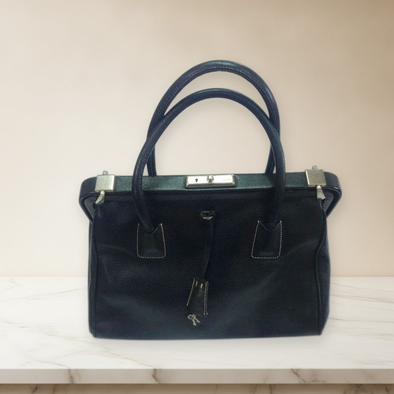 Prada Doctors Bag Handbag Leather Black