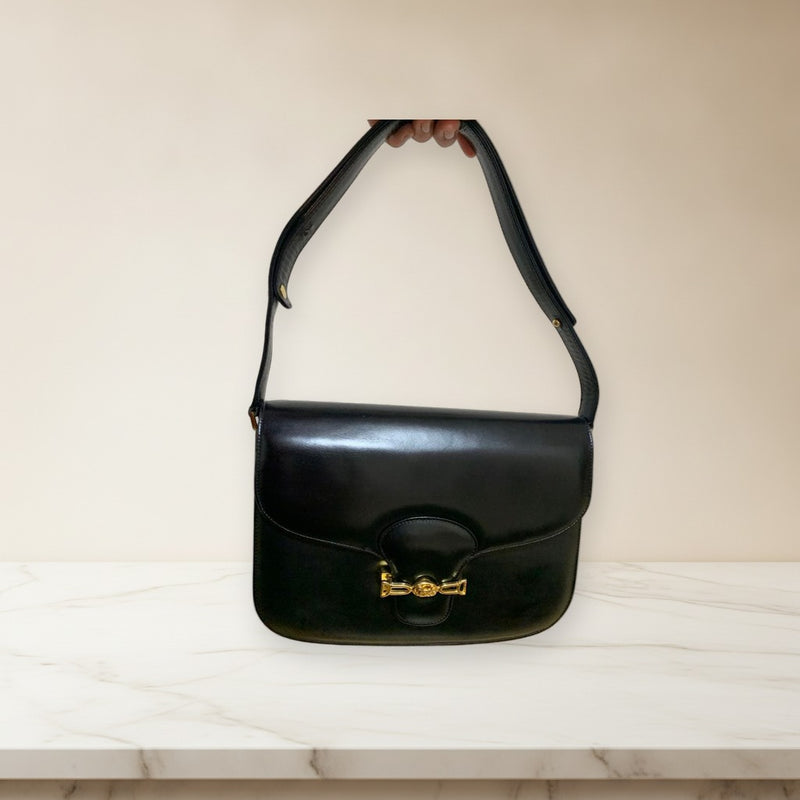 Céline Black Leather Handbag Tote Shoulder Bag
