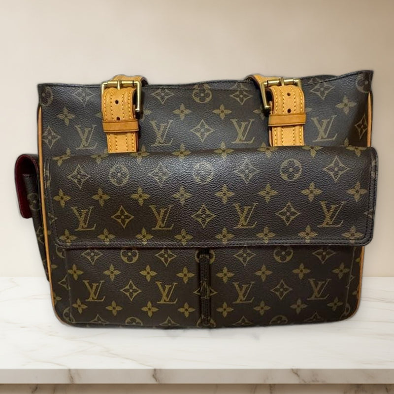 Louis Vuitton Monogram Tote Bag Handbag Shoulder Canvas Brown