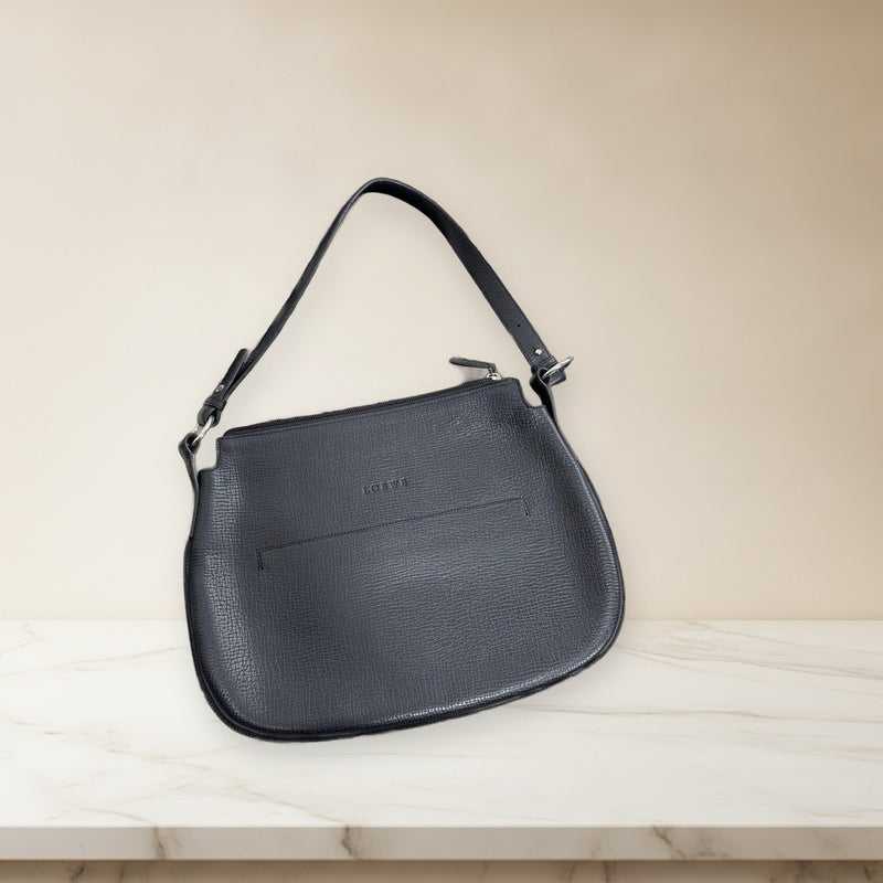 Loewe Black Leather Handbag Tote Shoulder Bag