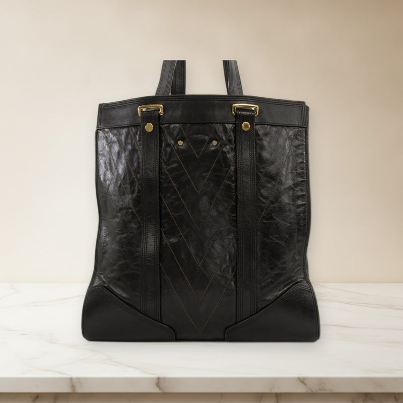 Louis Vuitton Sac Plat Cuir Soana Marron Handbag Kangaroo Leather Dark Brown