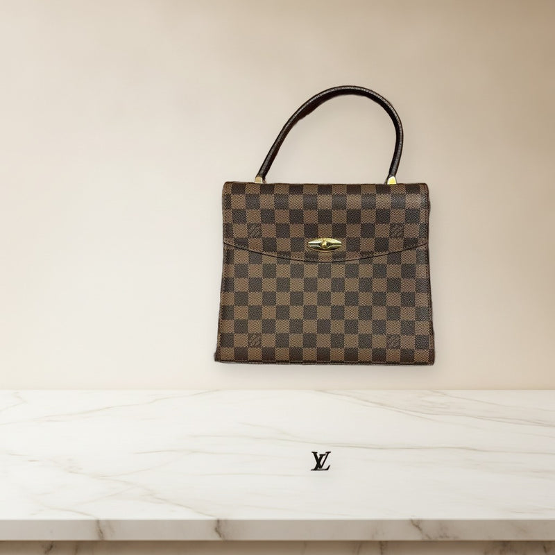 Louis Vuitton Malzerbes Handbag Brown Leather
