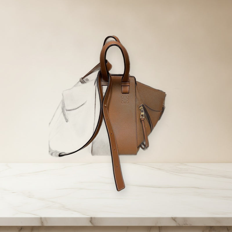 Loewe Hammock Small Shoulder Bag Handbag Crossbody Tote Leather Brown