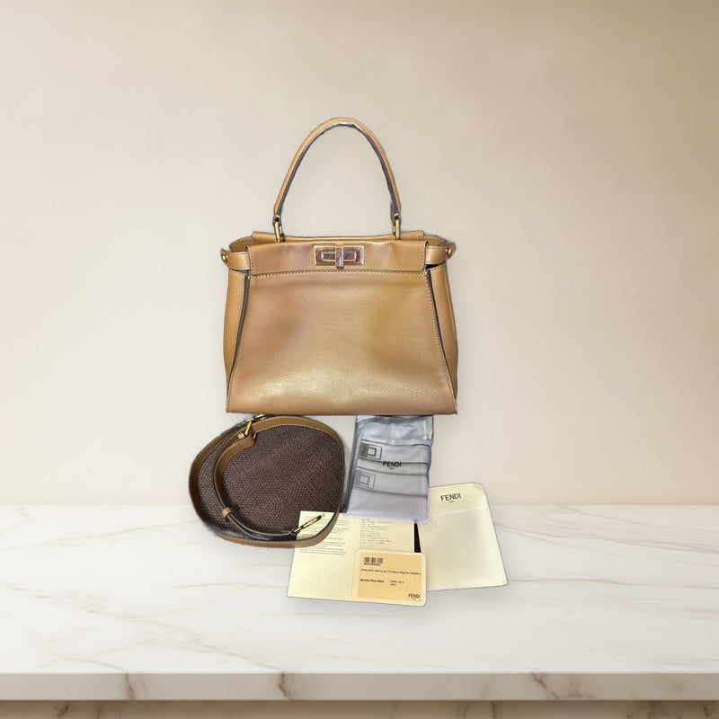 Fendi Peekaboo Regular 8BN290 Handbag Leather Foresta Gold Hardware