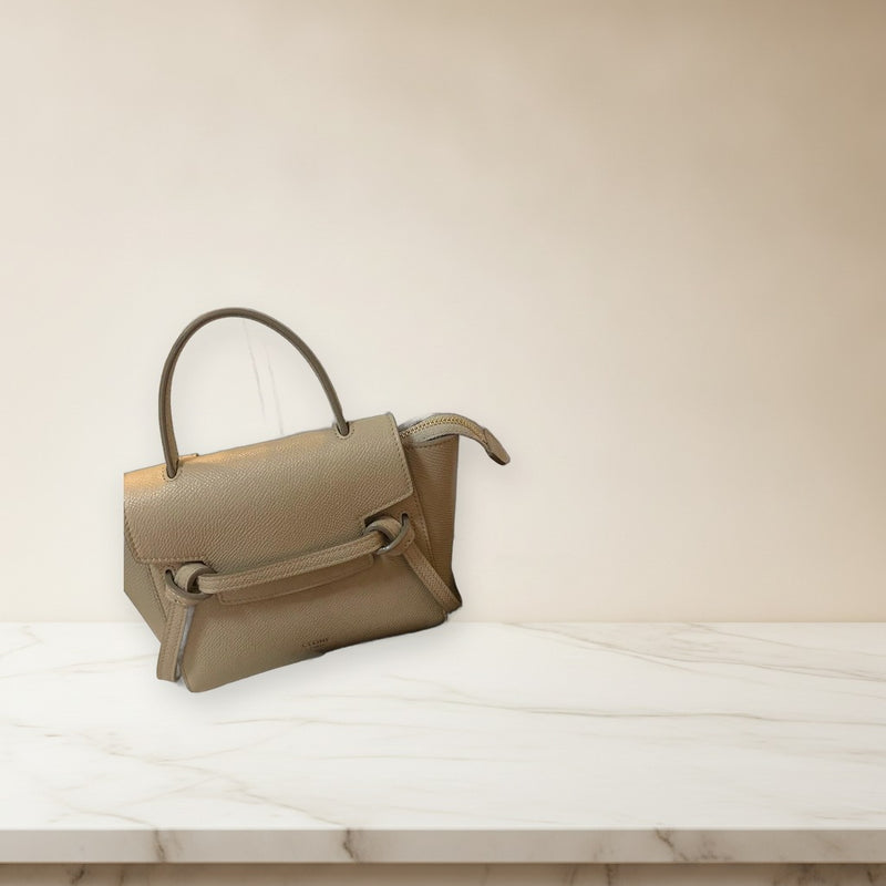 Celine Pico Belt Bag 18LT Light Taupe Handbag Leather Gold Hardware