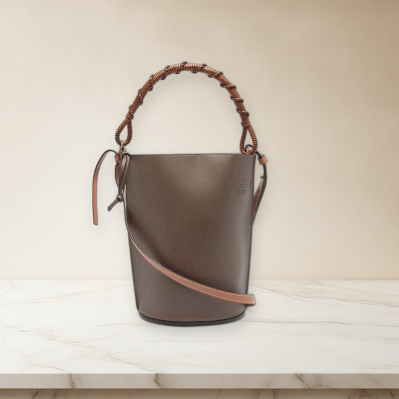Loewe Gate Bucket Handle Bag Leather Shoulder Crossbody Gold Hardware