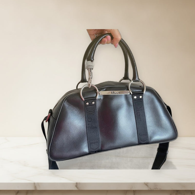 Dior Hardcore Handbag Tote Shoulder Bag Black Leather