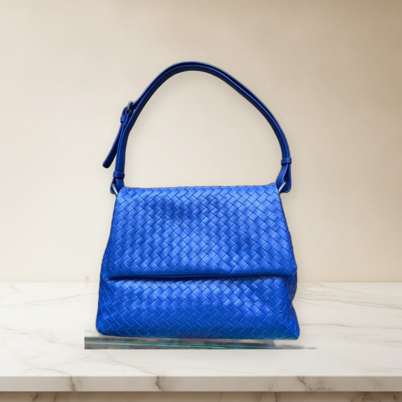 Bottega Veneta Handbag Top Handle Shoulder Bag Blue Leather