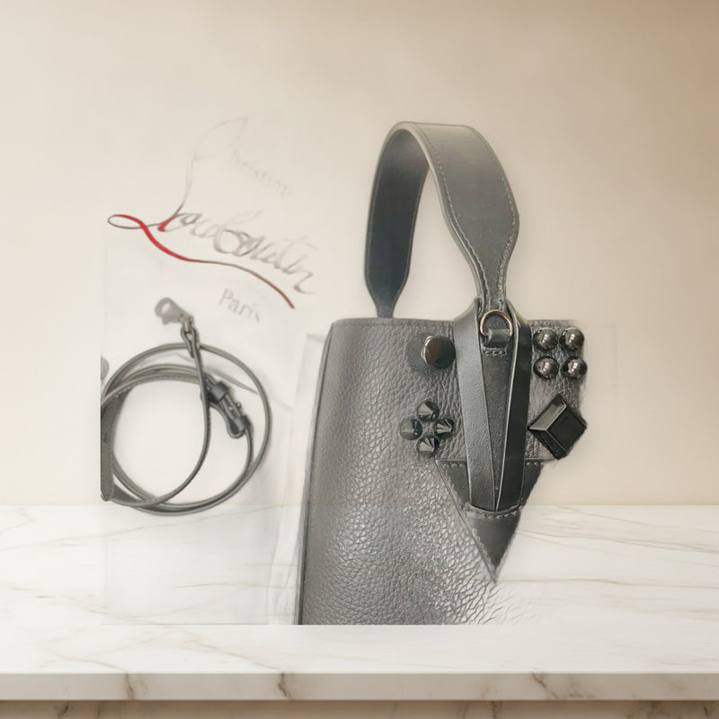 Christian Louboutin Decorated Tote Bag Black Leather With Strap