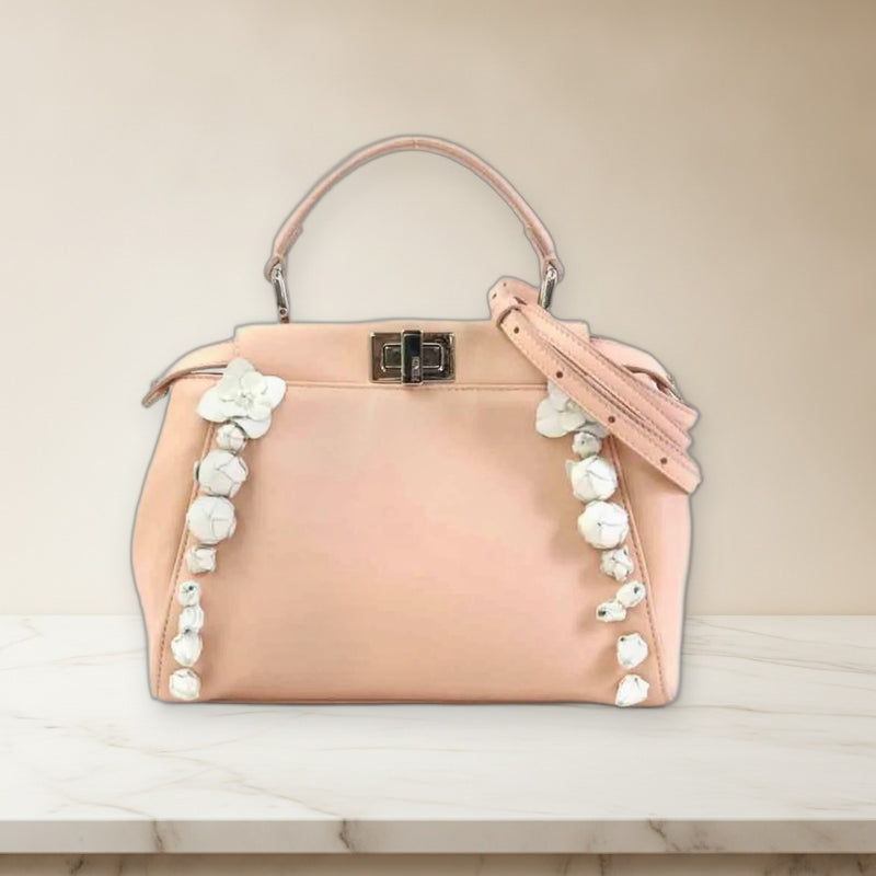 Fendi Peekaboo Handbag Shoulder Bag Crossbody Satchel Leather Pink