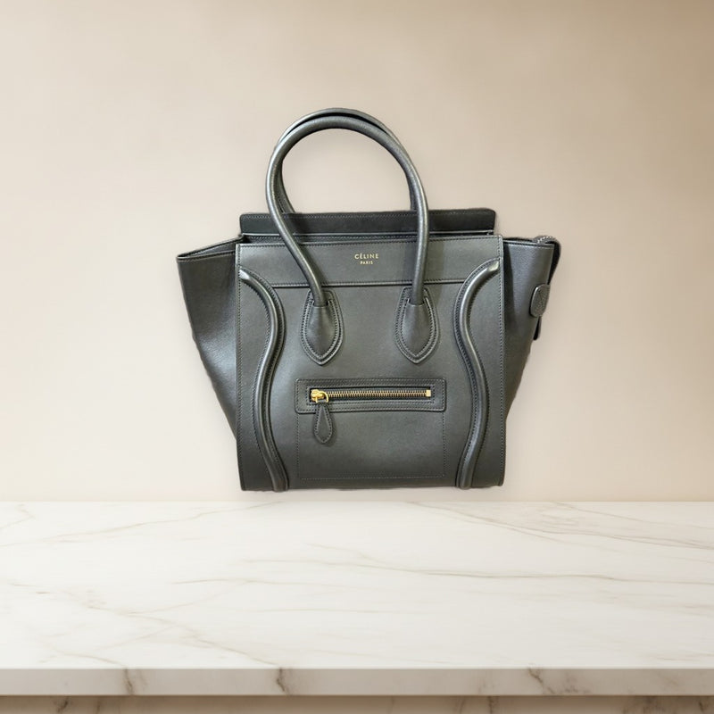 Celine Tote Bag Black Leather Handbag Shoulder Bag