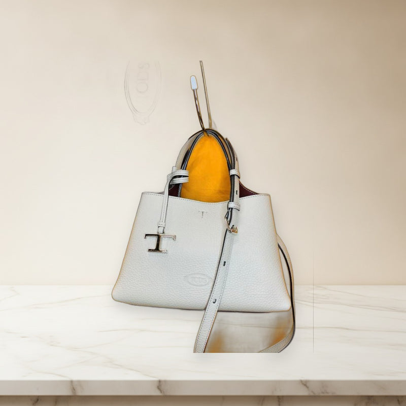 Tods Leather Bag Micro Handbag Shoulder Bag Leather Grayish Ivory