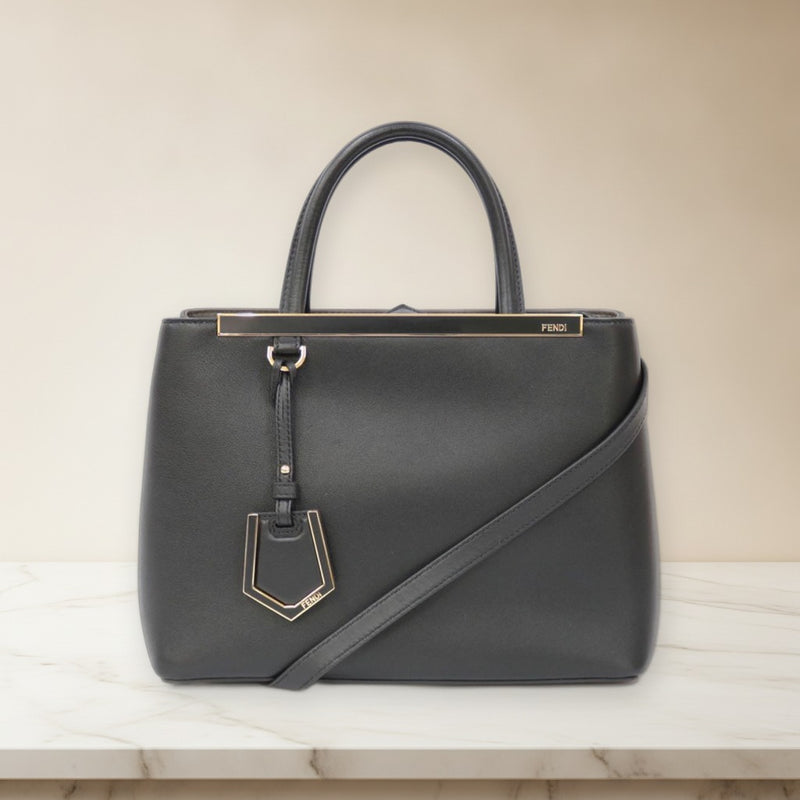 Fendi Toujours Tote Shoulder Bag Leather Gray