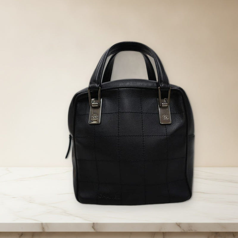 Chanel Choco Bar Handbag Leather Black Shoulder Bag Series 7