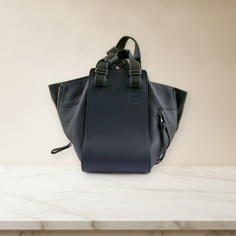 Loewe Hammock Bag Small Shoulder Handbag Deep Navy Soft Grained Calfskin