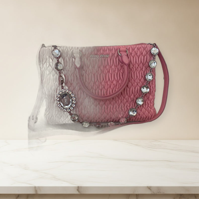 Miu Miu Nappa Crystal Shoulder Bag Crossbody Handbag