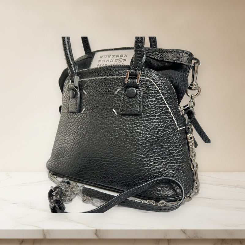Maison Margiela 2 Way Tote Shoulder Bag Handbag Leather Black
