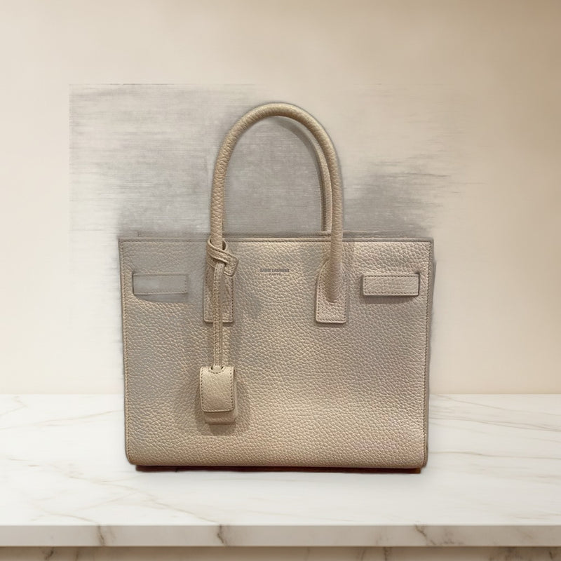 Saint Laurent Sac De Jour Handbag Genuine Leather White