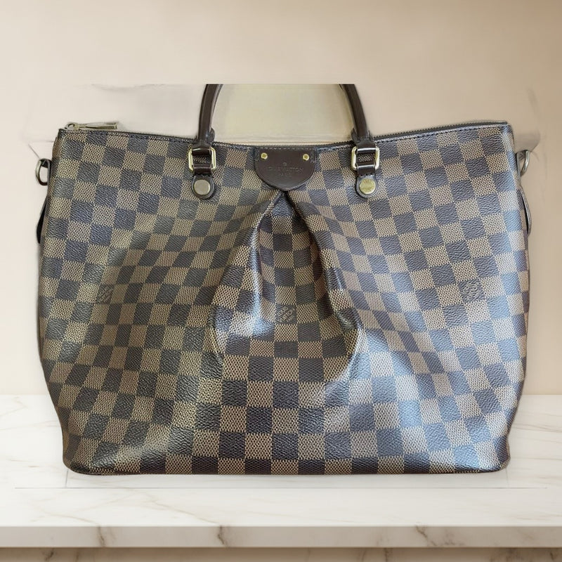 Louis Vuitton Damier Ebene Shena Gm Handbag Shoulder Bag Canvas