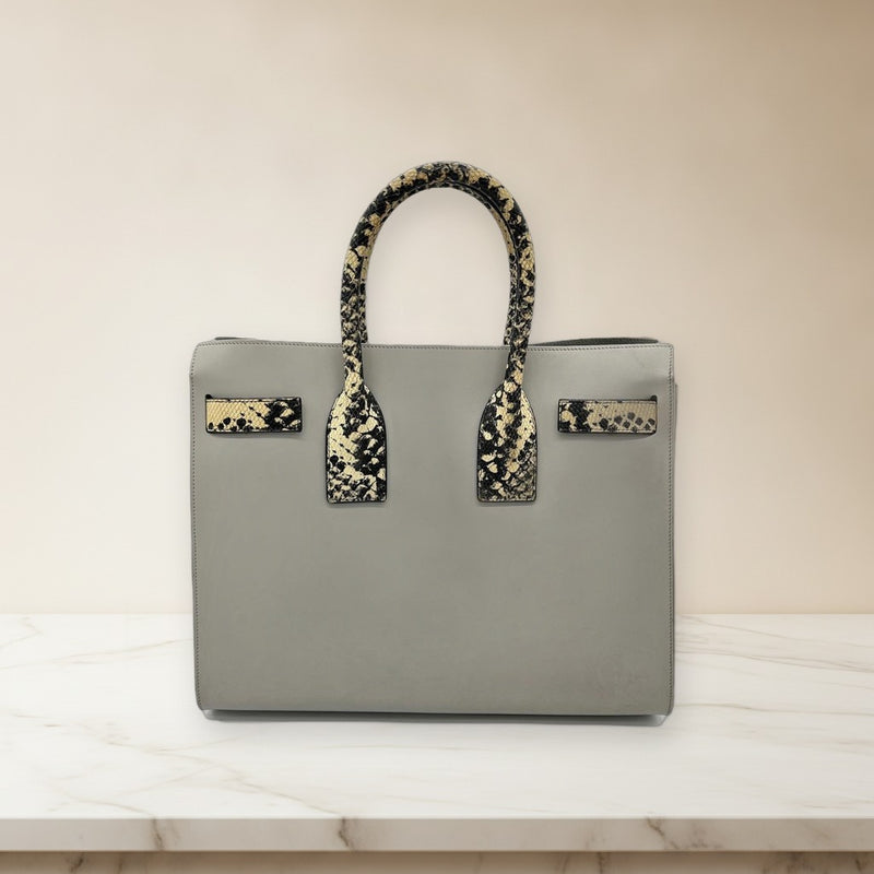 Saint Laurent Sac De Jour Small Handbag Light Gray Python Embossed