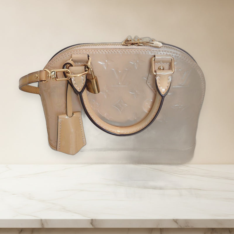 Louis Vuitton Vernis Alma Bb AA3195 Handbag Shoulder Bag Beige