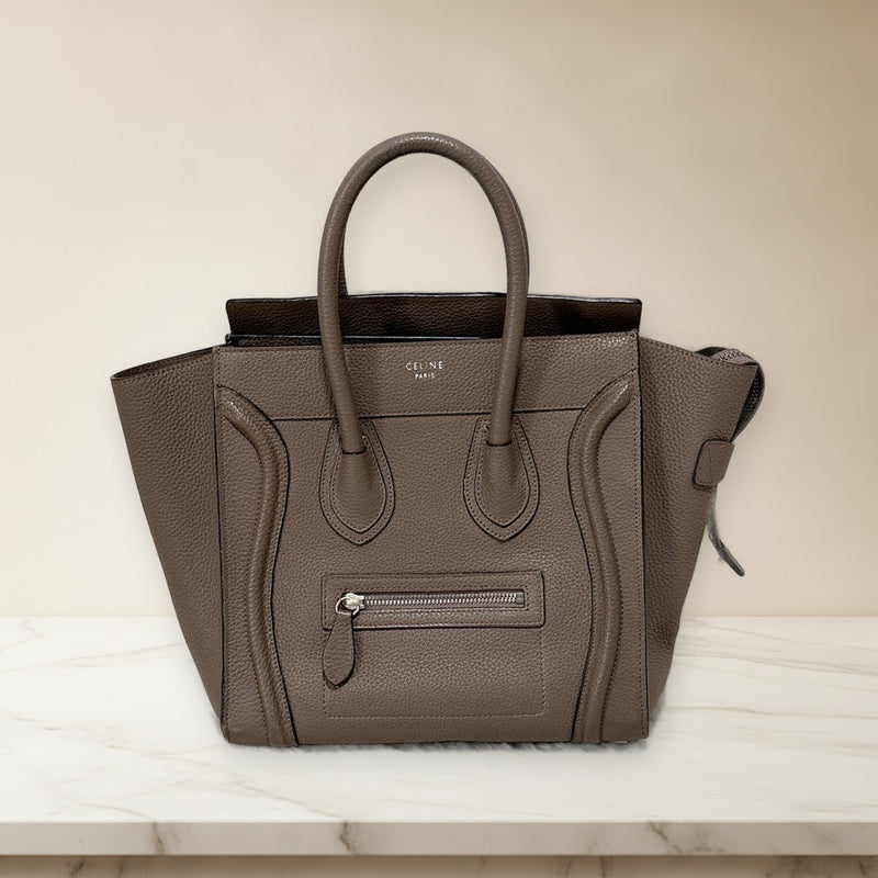 Celine Luggage Micro Shopper Suri Handbag Drummed Calfskin Leather