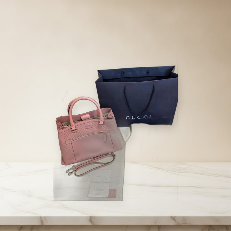 Gucci 510291-BMJ1G-5806 Tote Shoulder Bag Microguccissima Leather Pink